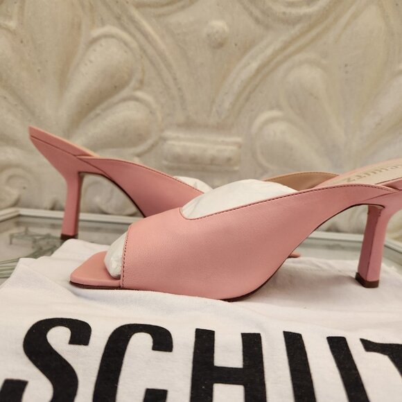 Schutz Women's Agape Slide Heeled Sandals in Rose. Leather. NIB. Size 10 - Picture 6 of 13